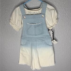 NWT Cat and Jack Target Kids Denim Blue and White Overalls size 4T
